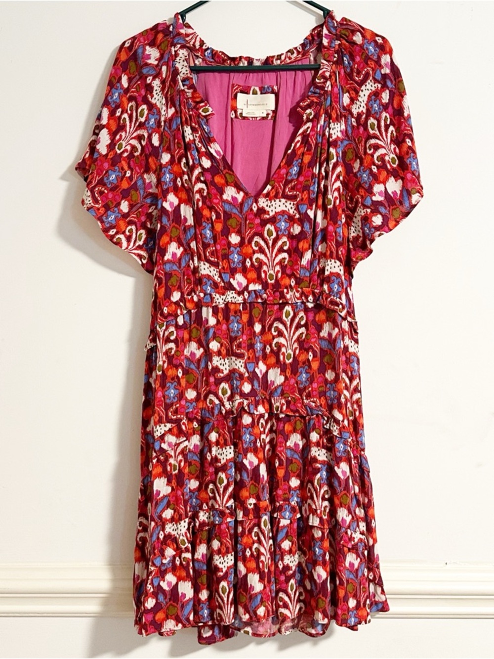 Anthropologie Robin Tiered Ruffle Floral Mini Dress - Size M - Picture 2 of 6